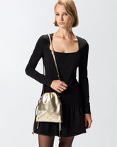 Mini Slouchy Bag shoulder bag in laminated suede with Love Birds logo - | Pinko