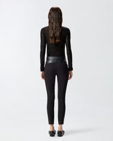 Leather and stretch fabric trousers - | Pinko