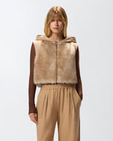 Padded faux fur gilet with hood - | Pinko