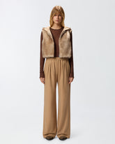 Padded faux fur gilet with hood - | Pinko