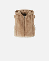 Padded faux fur gilet with hood - | Pinko