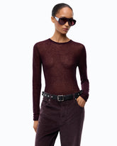 Crew-neck sweater with sequins - Purple | Pinko