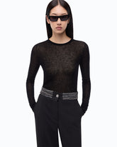 Crew-neck sweater with sequins - Black | Pinko