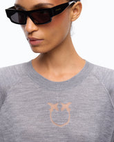 Sweater with Love Birds logo - Grey | Pinko
