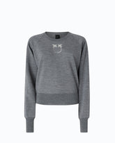 Sweater with Love Birds logo - Grey | Pinko