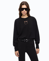 Sweater with Love Birds logo - Black | Pinko