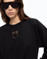 Sweater with Love Birds logo - Black | Pinko