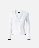 Rib-knit V-neck cardigan - | Pinko