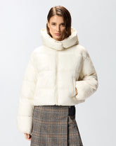Short down jacket in logo-print technical canvas - | Pinko