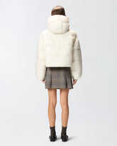 Short down jacket in logo-print technical canvas - | Pinko