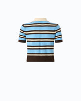 Wool and cashmere cropped polo shirt - Multicolor Lightblue-Brown | Pinko