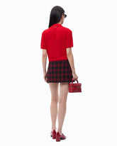 Wool and cashmere cropped polo shirt - Red | Pinko