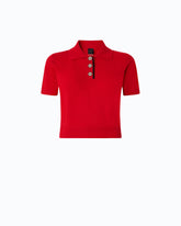 Wool and cashmere cropped polo shirt - Red | Pinko
