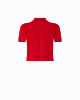 Wool and cashmere cropped polo shirt - Red | Pinko