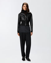 Short nappa leather and knit jacket - | Pinko