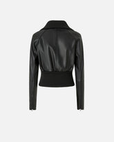 Short nappa leather and knit jacket - | Pinko