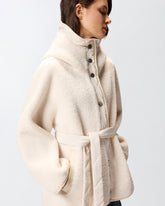 Short teddy-effect pea coat - | Pinko