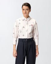 Poplin shirt with all-over print - | Pinko