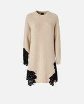 Knit mini dress with lace - | Pinko