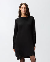 Knit mini dress with lace - | Pinko