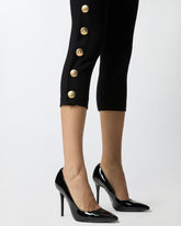 Leggings with metal buttons - | Pinko