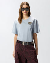 T-shirt with Love Birds jewel detail - Light Blue | Pinko