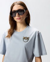 T-shirt with Love Birds jewel detail - Light Blue | Pinko