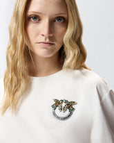 T-shirt with Love Birds jewel detail - White | Pinko