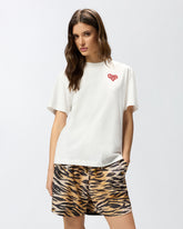 T-shirt with rhinestoned Amore lettering - Multicolor White-Red | Pinko