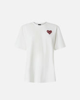 T-shirt with rhinestoned Amore lettering - Multicolor White-Red | Pinko