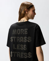 More Strass Less Stress T-shirt - Black | Pinko