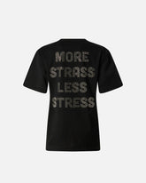 More Strass Less Stress T-shirt - Black | Pinko
