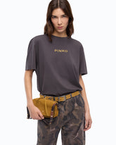 T-Shirt „Too Glam To Give A Damn“ mit Strasssteinen - | Pinko