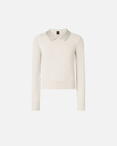 Sweater with collar and rhinestones - | Pinko