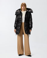 Technical canvas down jacket with logo print - | Pinko