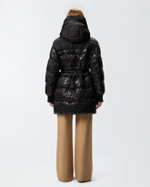 Technical canvas down jacket with logo print - | Pinko