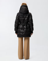 Technical canvas down jacket with logo print - | Pinko