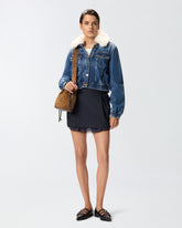 Denim trucker jacket with soft collar - | Pinko