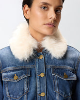 Denim trucker jacket with soft collar - | Pinko
