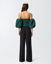 Crop top with puff sleeves - | Pinko