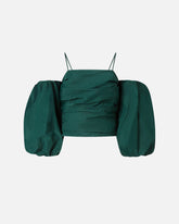 Crop top with puff sleeves - | Pinko