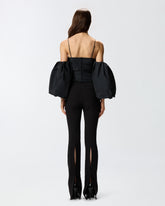 Crop top with puff sleeves - | Pinko