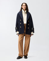 Short double-breasted bouclé pea coat - | Pinko