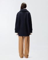 Short double-breasted bouclé pea coat - | Pinko