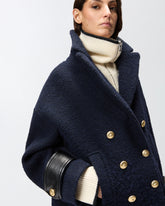 Short double-breasted bouclé pea coat - | Pinko