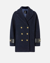 Short double-breasted bouclé pea coat - | Pinko