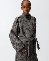 Long herringbone cloth coat - | Pinko