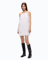 Kurzes Kleid mit Federn - Weiß | Pinko