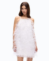 Short dress with feathers - White | Pinko