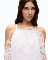 Kurzes Kleid mit Federn - Weiß | Pinko